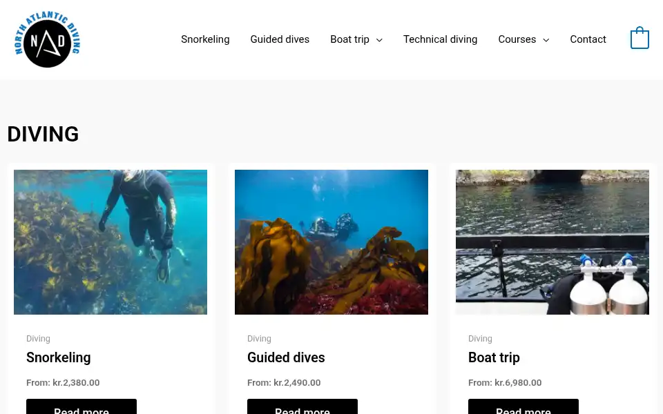 Screenshot of northatlanticdiving.com