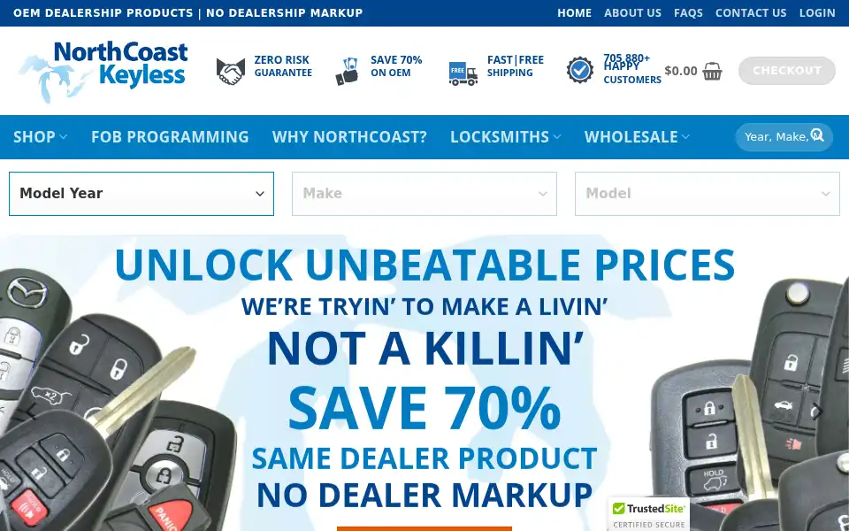 Screenshot of northcoastkeyless.com