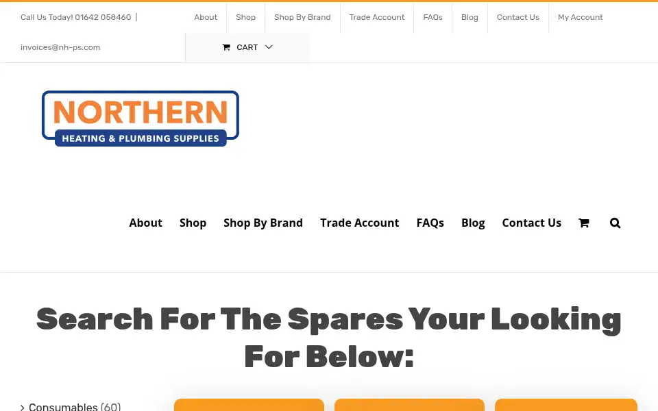 Screenshot of northernheatingspares.com