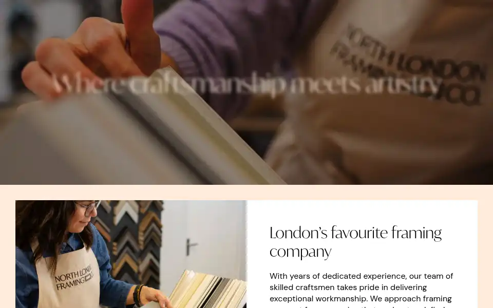 Screenshot of northlondonframing.co.uk