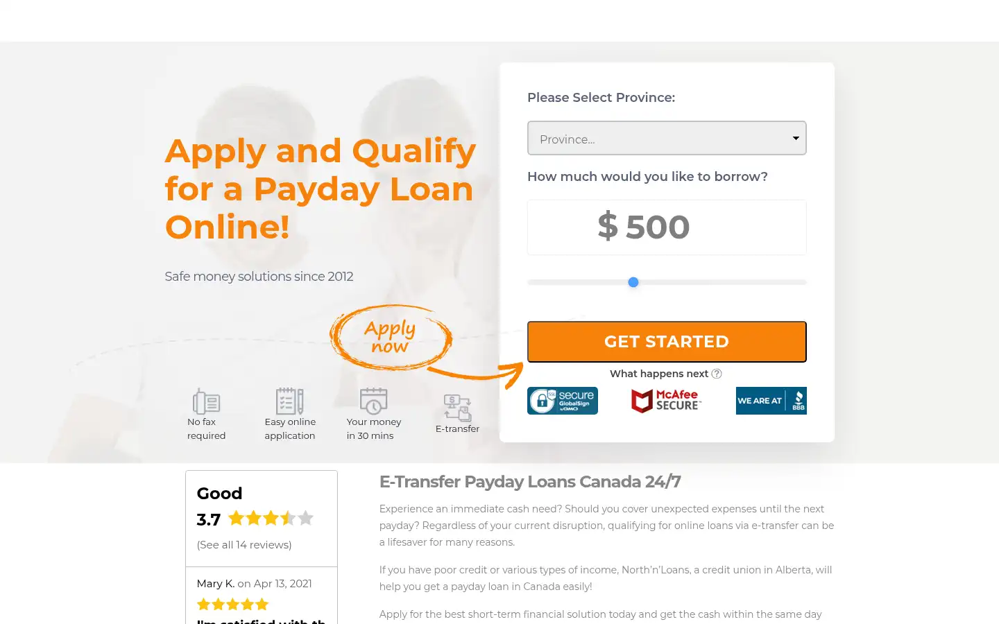 Screenshot of northnloans.ca