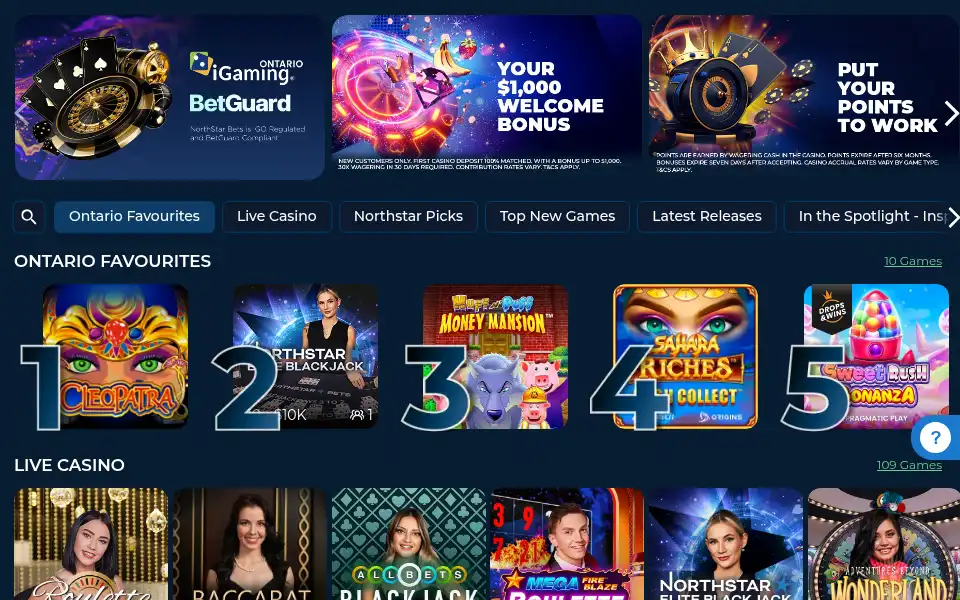 Screenshot of northstarbets.ca