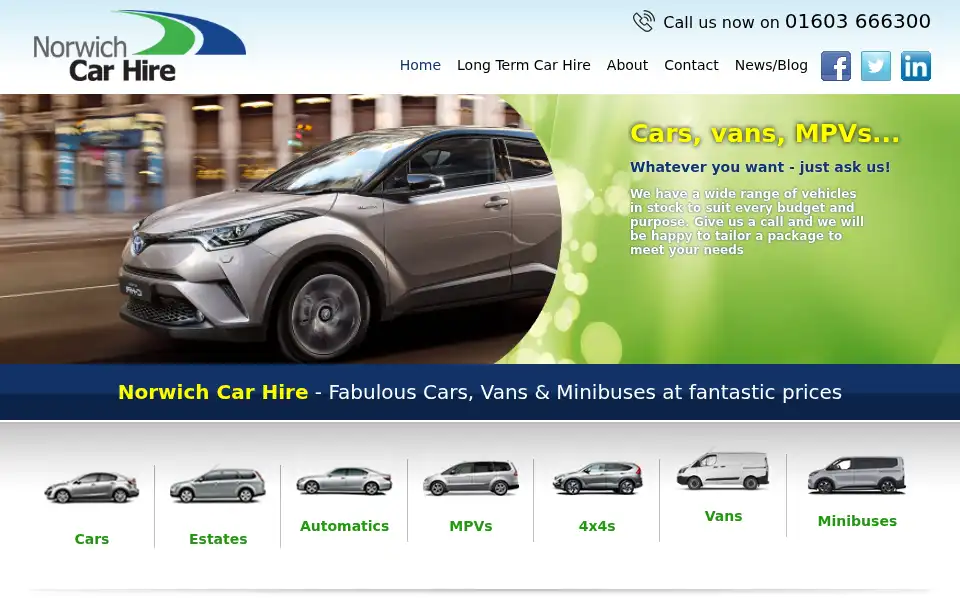 Screenshot of norwichcarhire.co.uk