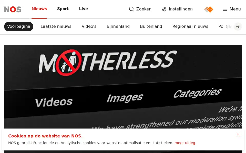 Screenshot of nos.nl