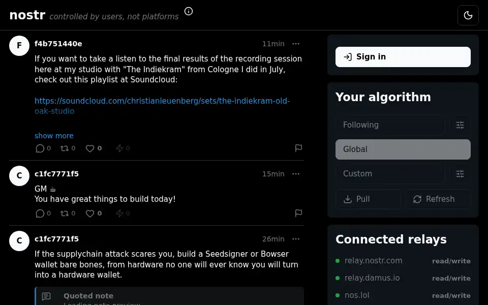 Screenshot of nostr.com