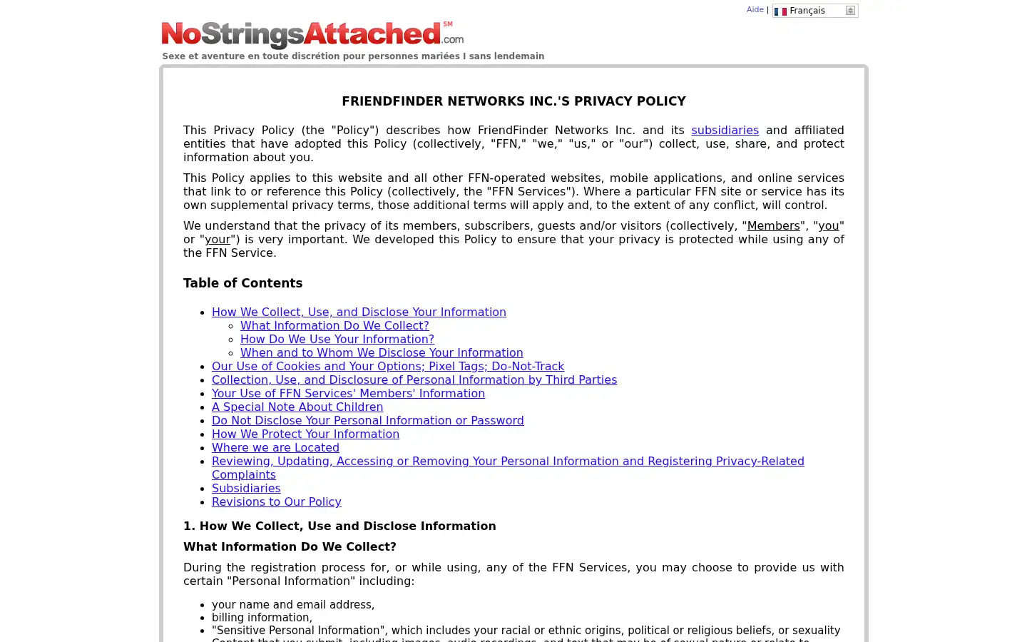 Screenshot of nostringsattached.com