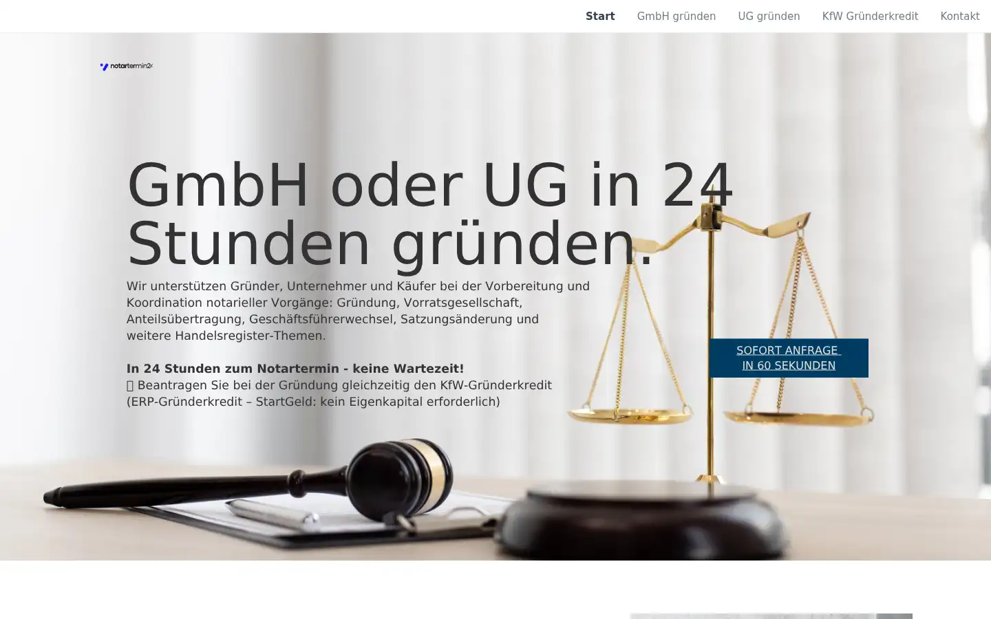 Screenshot of notartermin24.com
