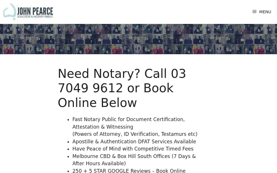 Screenshot of notarypublicmelbourne.com