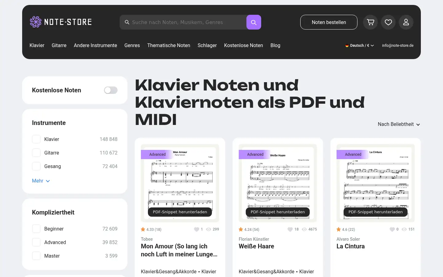 Screenshot of note-store.de