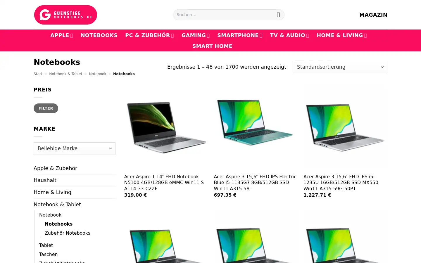 Screenshot of notebook-displaysdirekt.de