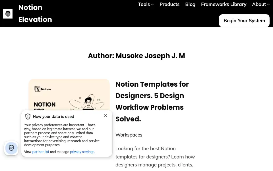 Screenshot of notionelevation.com