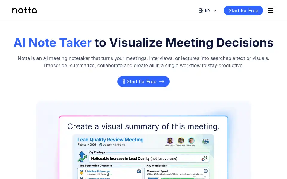 Screenshot of notta.ai