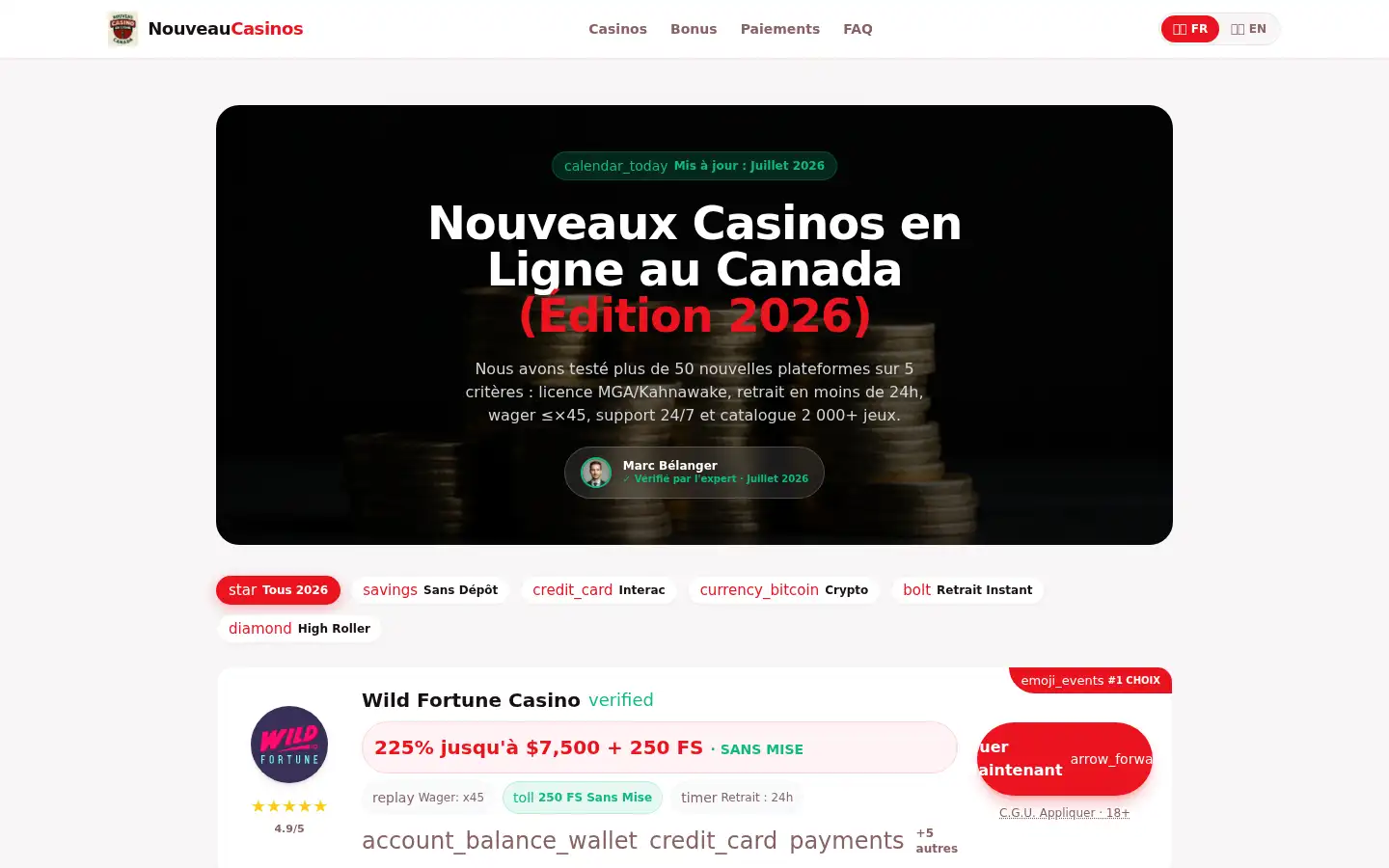 Screenshot of nouveaucasinos.site