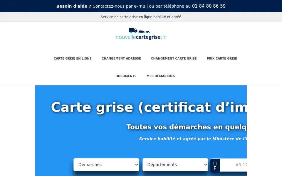 Screenshot of nouvellecartegrise.fr