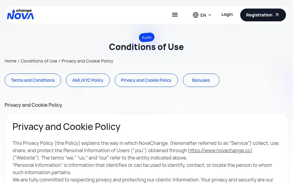 Screenshot of novachange.cc
