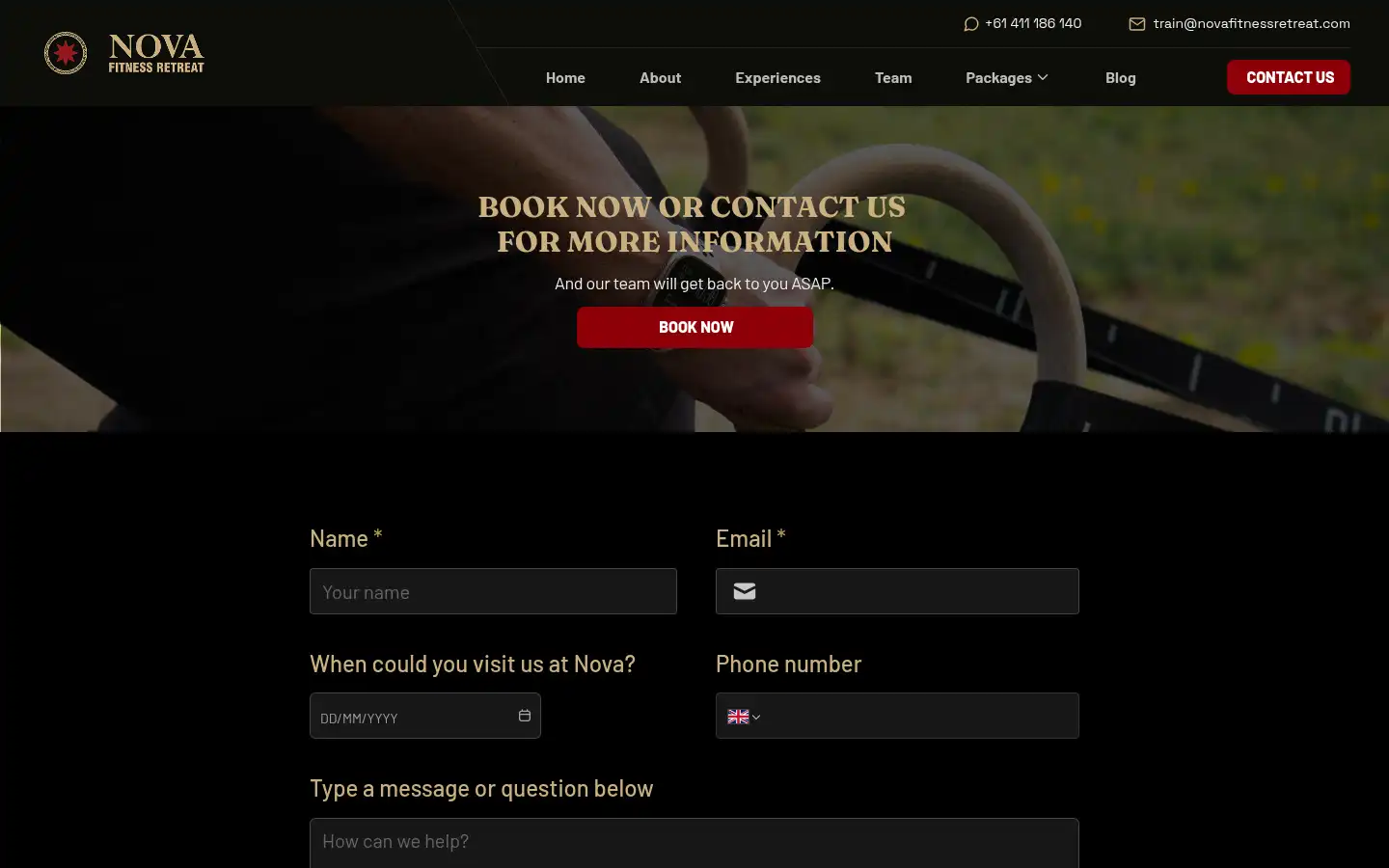 Screenshot of novafitnessretreat.com