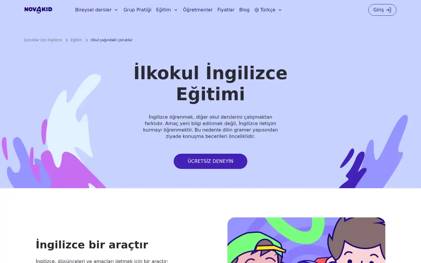 Screenshot of novakid.com.tr