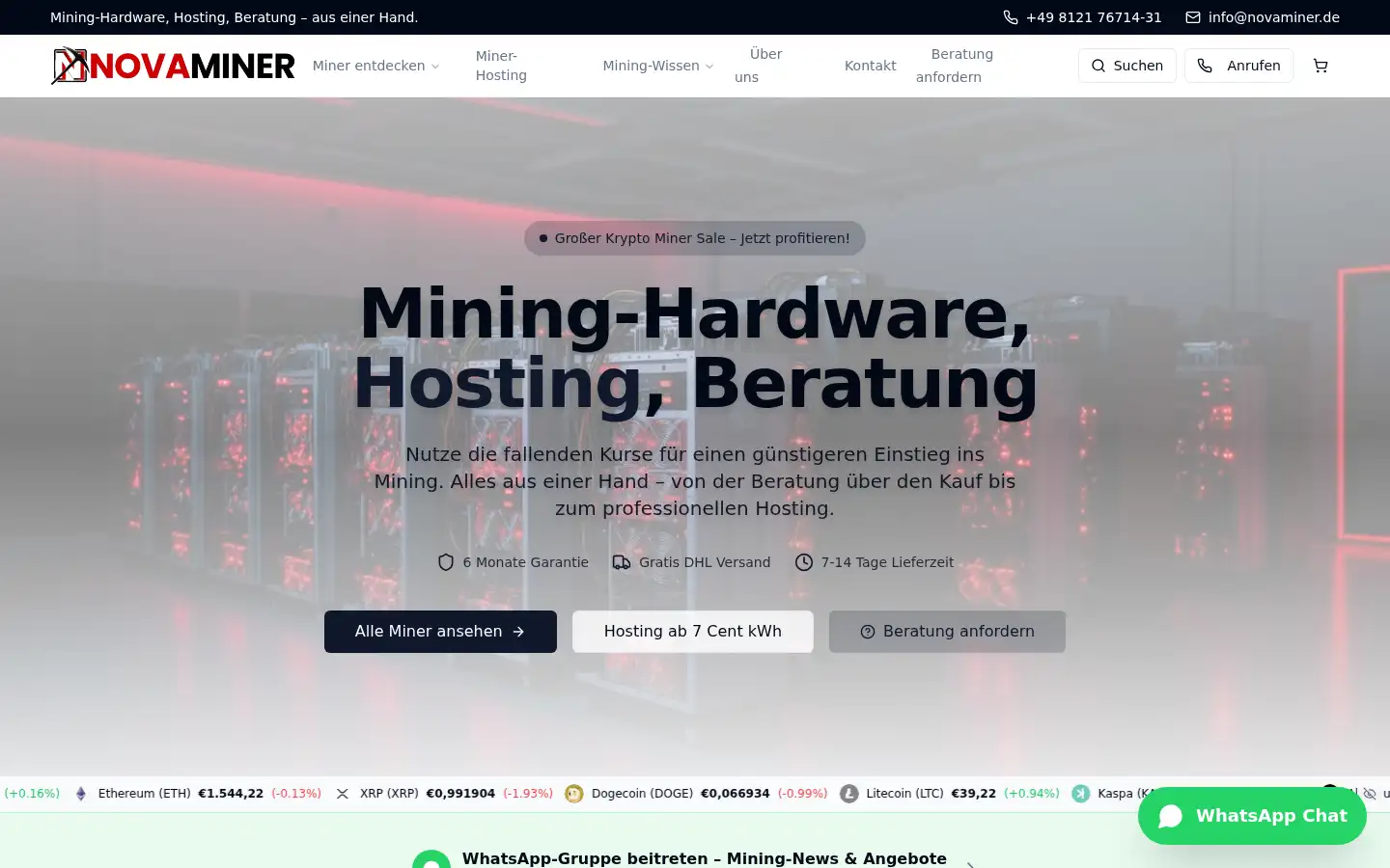 Screenshot of novaminer.de