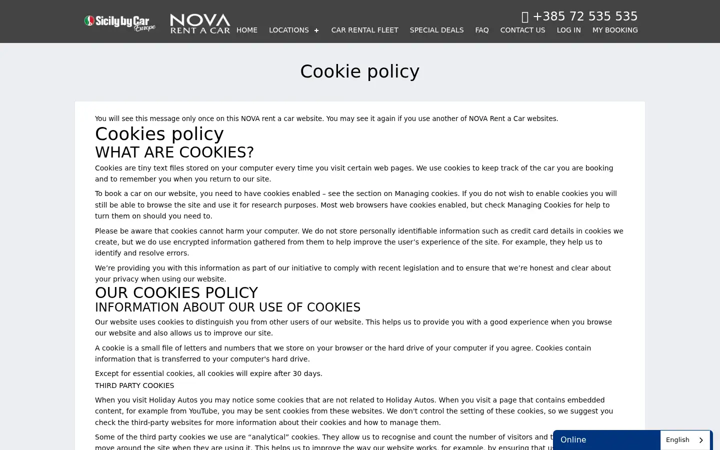 Screenshot of novarentacar.eu