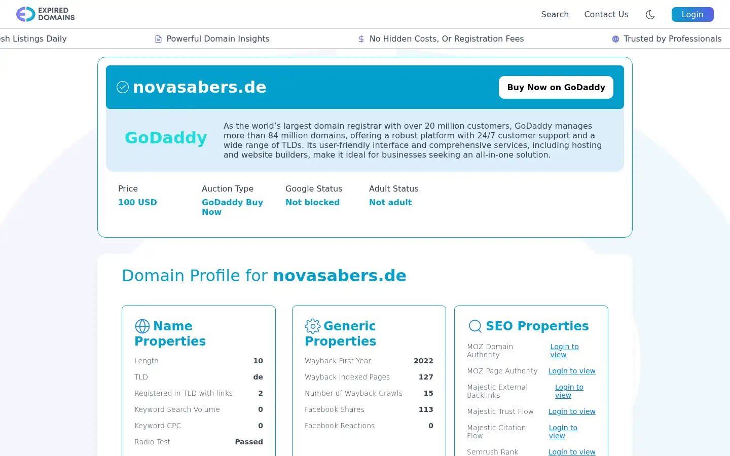 Screenshot of novasabers.de