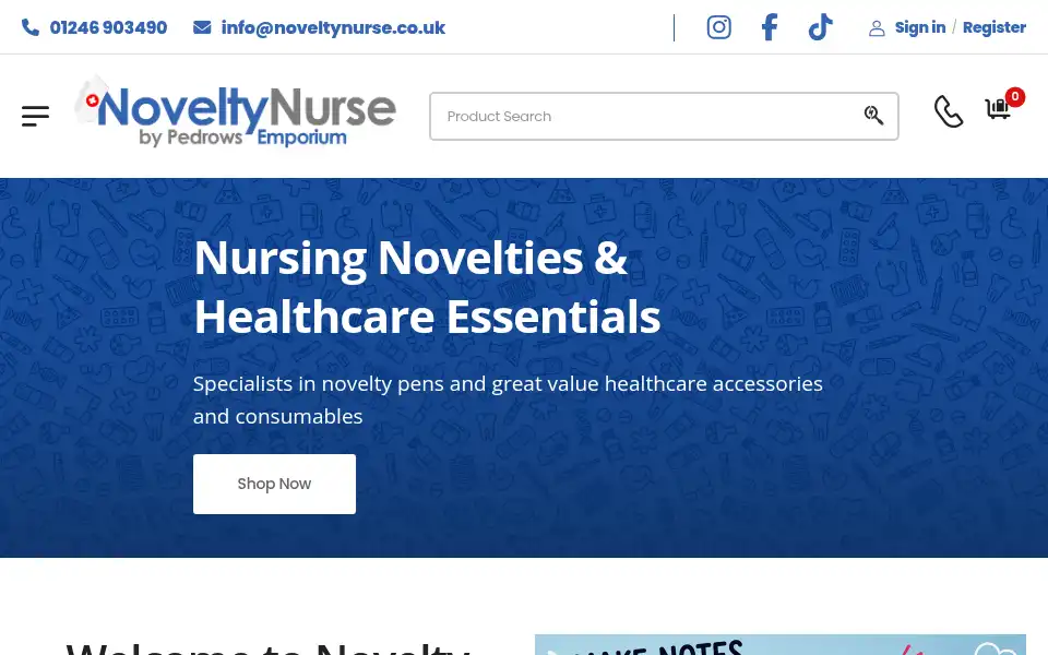 Screenshot of noveltynurse.co.uk