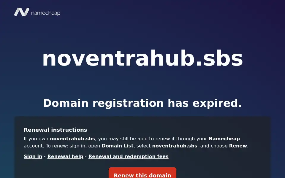 Screenshot of noventrahub.sbs