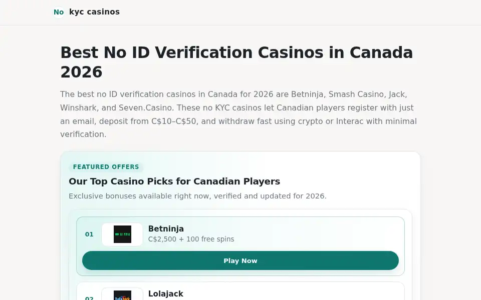 Screenshot of noverification-casino.org