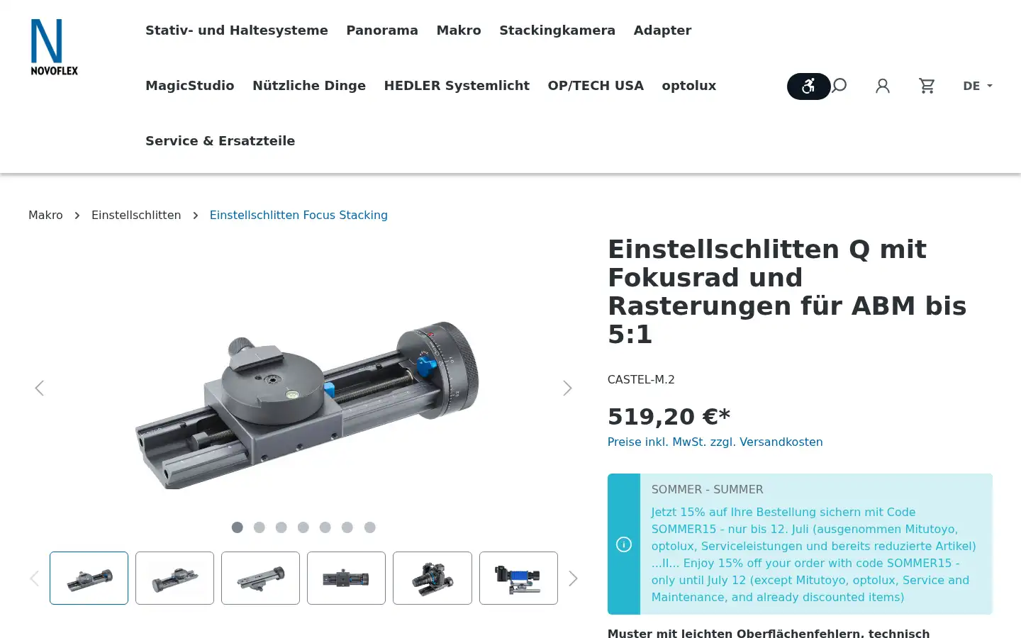 Screenshot of novoflex.de