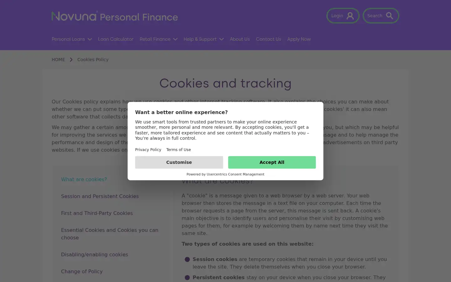 Screenshot of novunapersonalfinance.co.uk