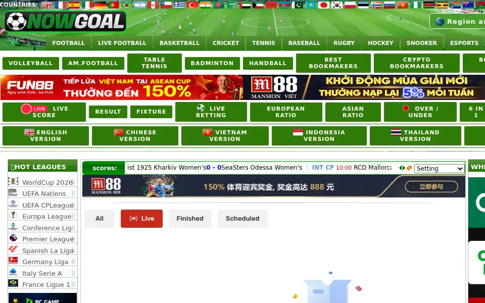 Screenshot of nowgoal.info
