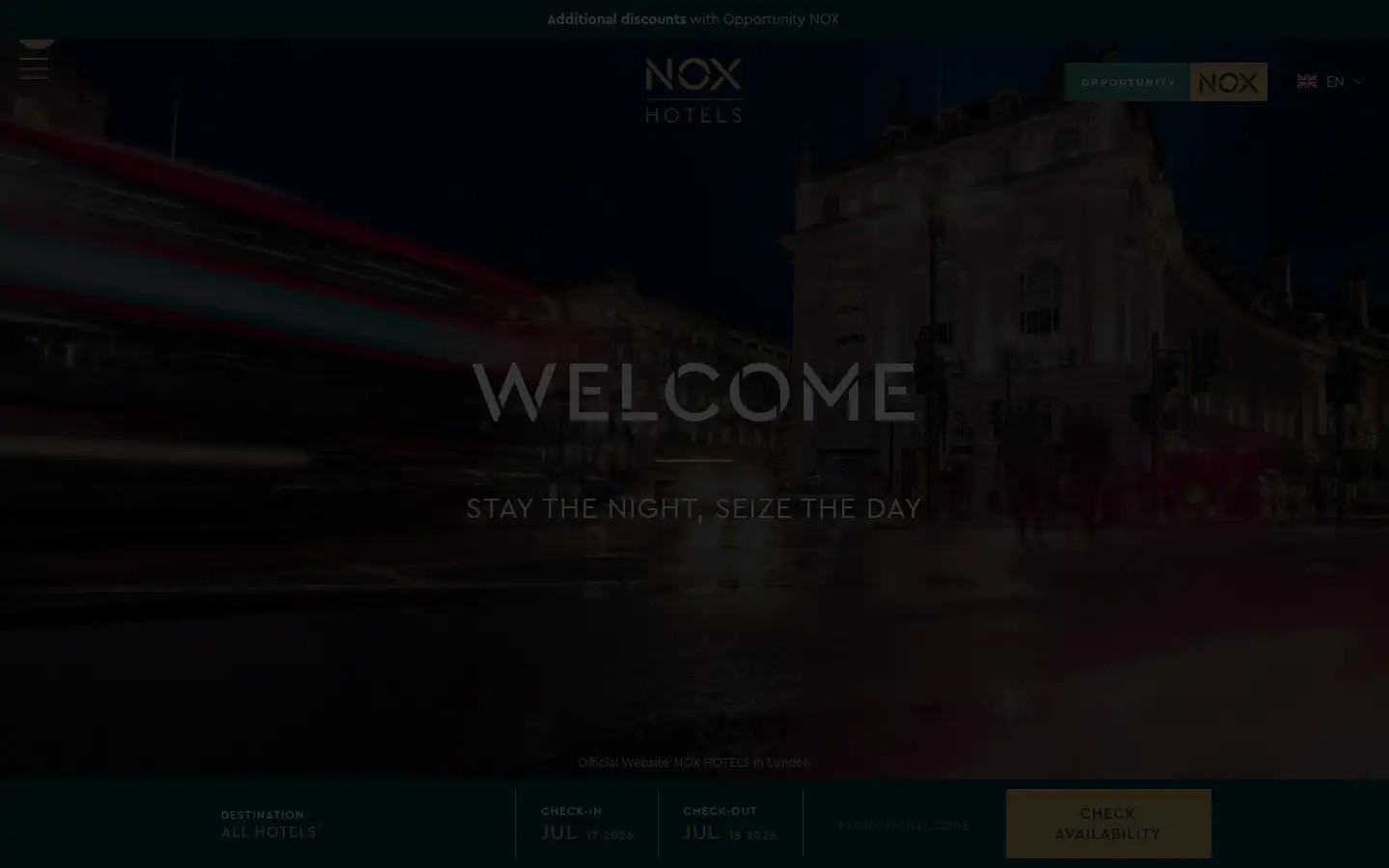 Screenshot of noxhotels.co.uk