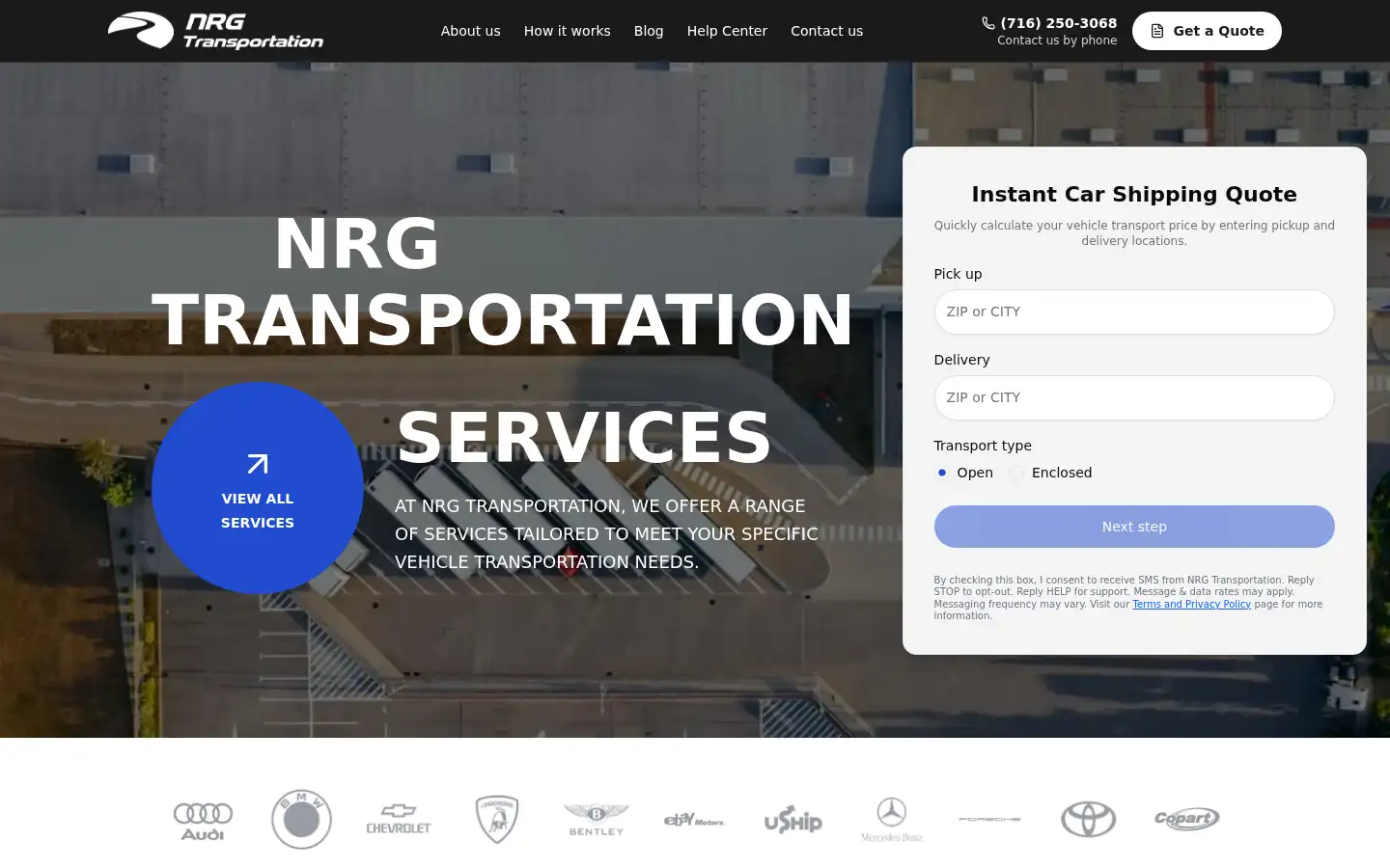 Screenshot of nrgtransportation.us