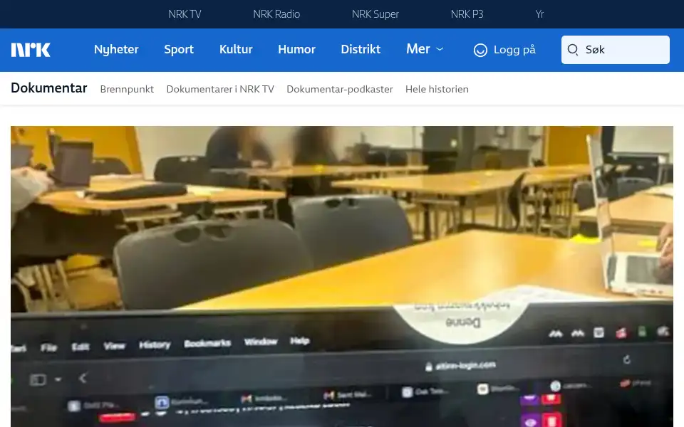 Screenshot of nrk.no