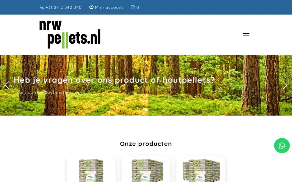 Screenshot of nrwpellets.nl