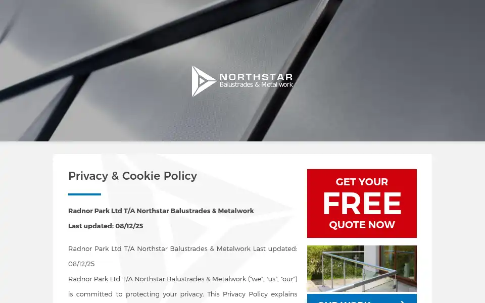 Screenshot of nsbalustrades.co.uk