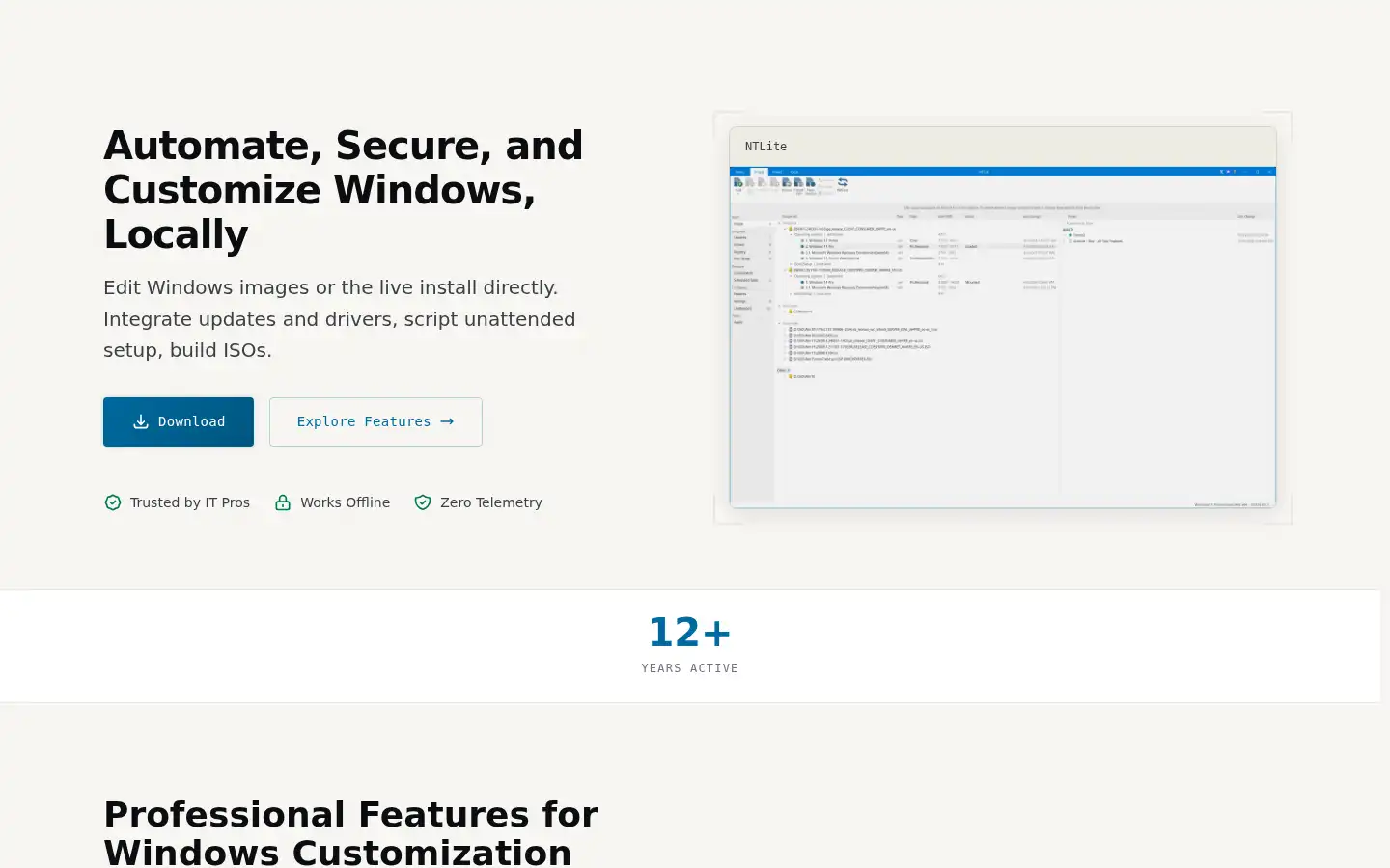 Screenshot of ntlite.com