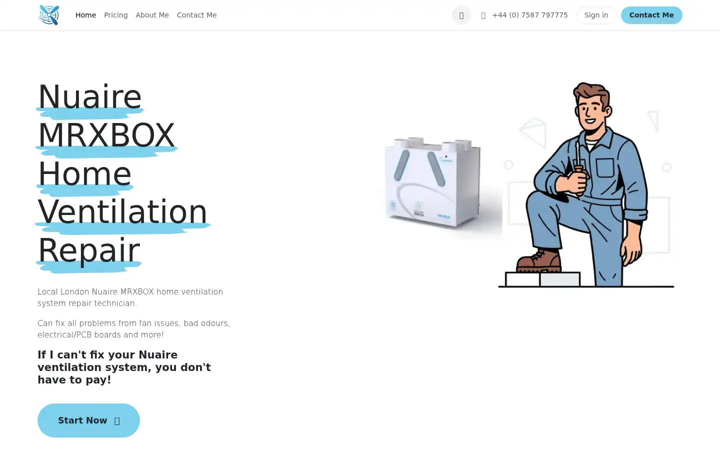 Screenshot of nuairerepair.com