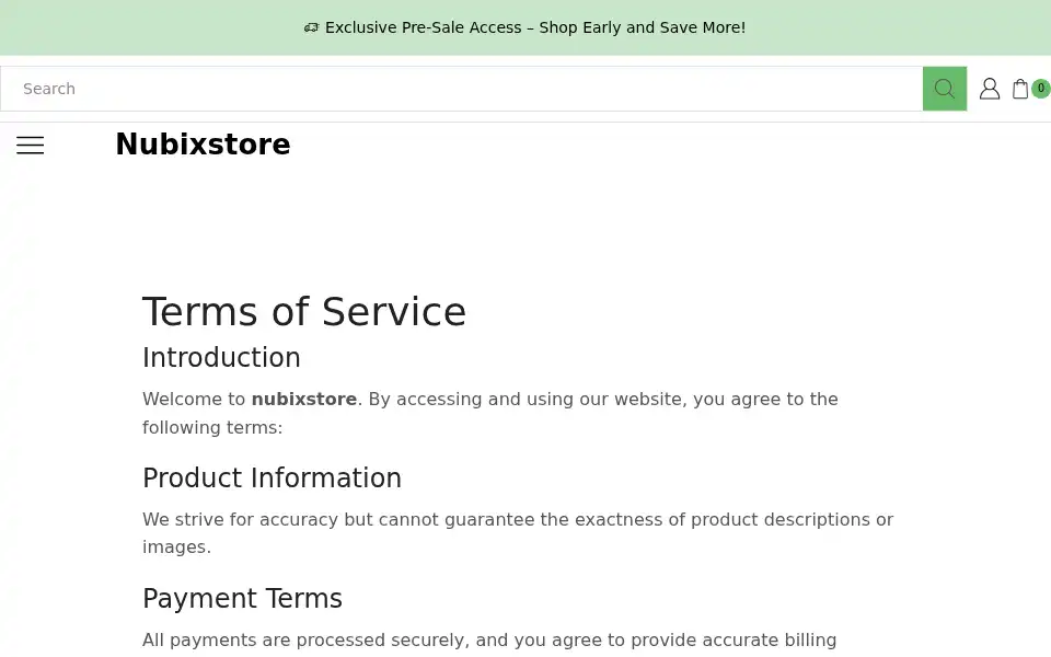 Screenshot of nubixstore.co.uk