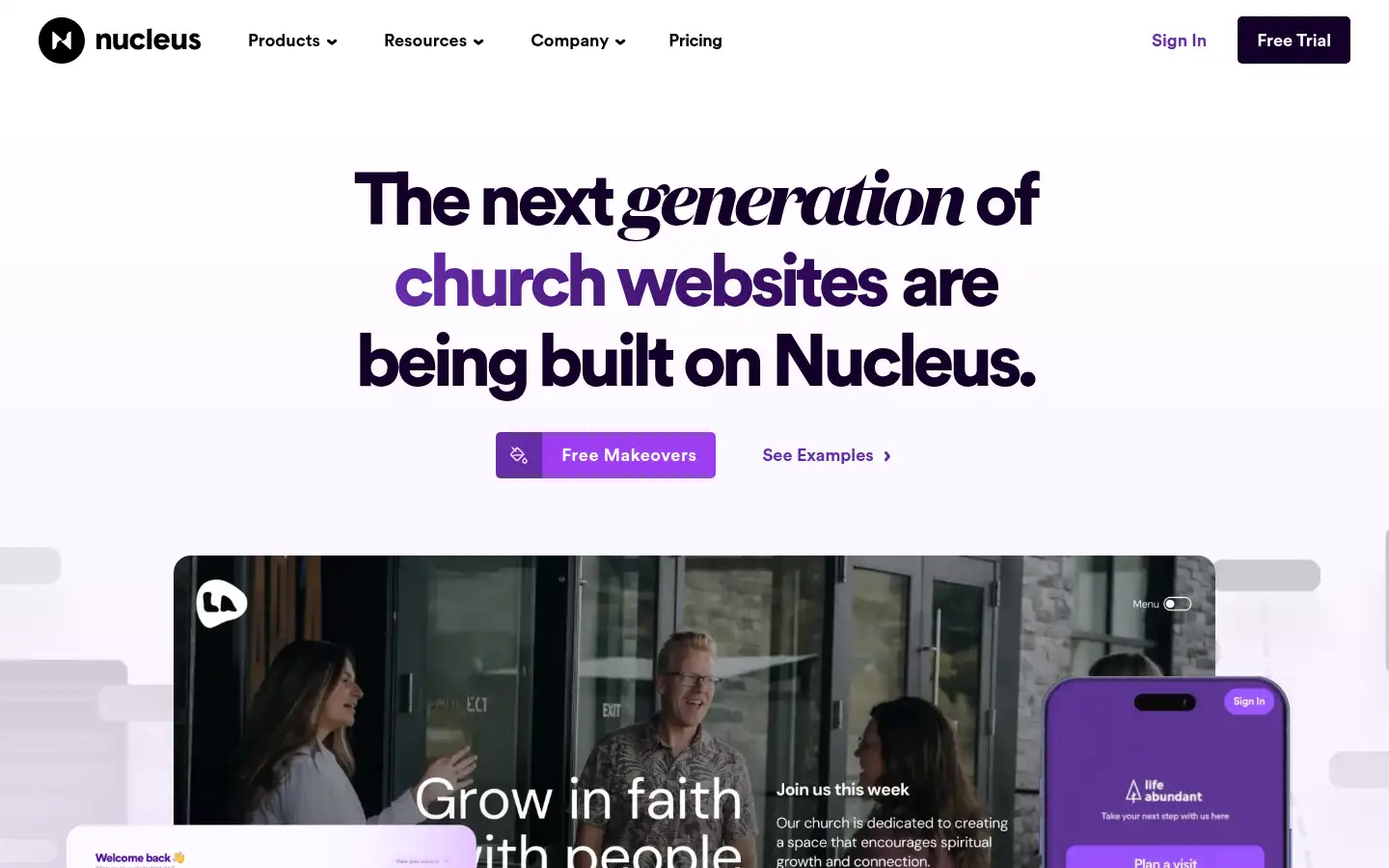 Screenshot of nucleus.church
