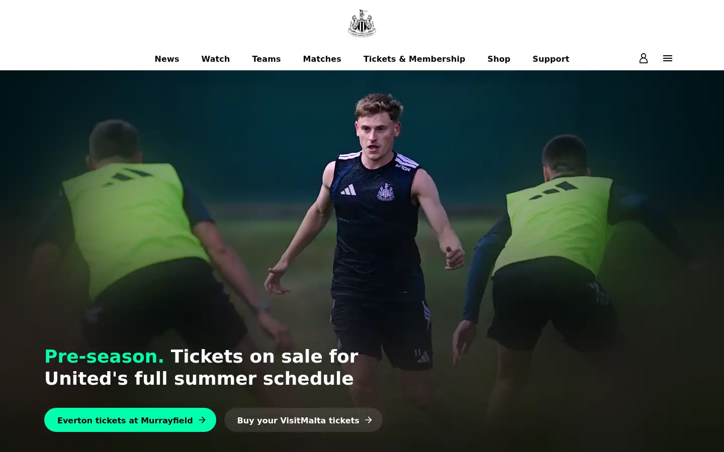 Screenshot of nufc.co.uk