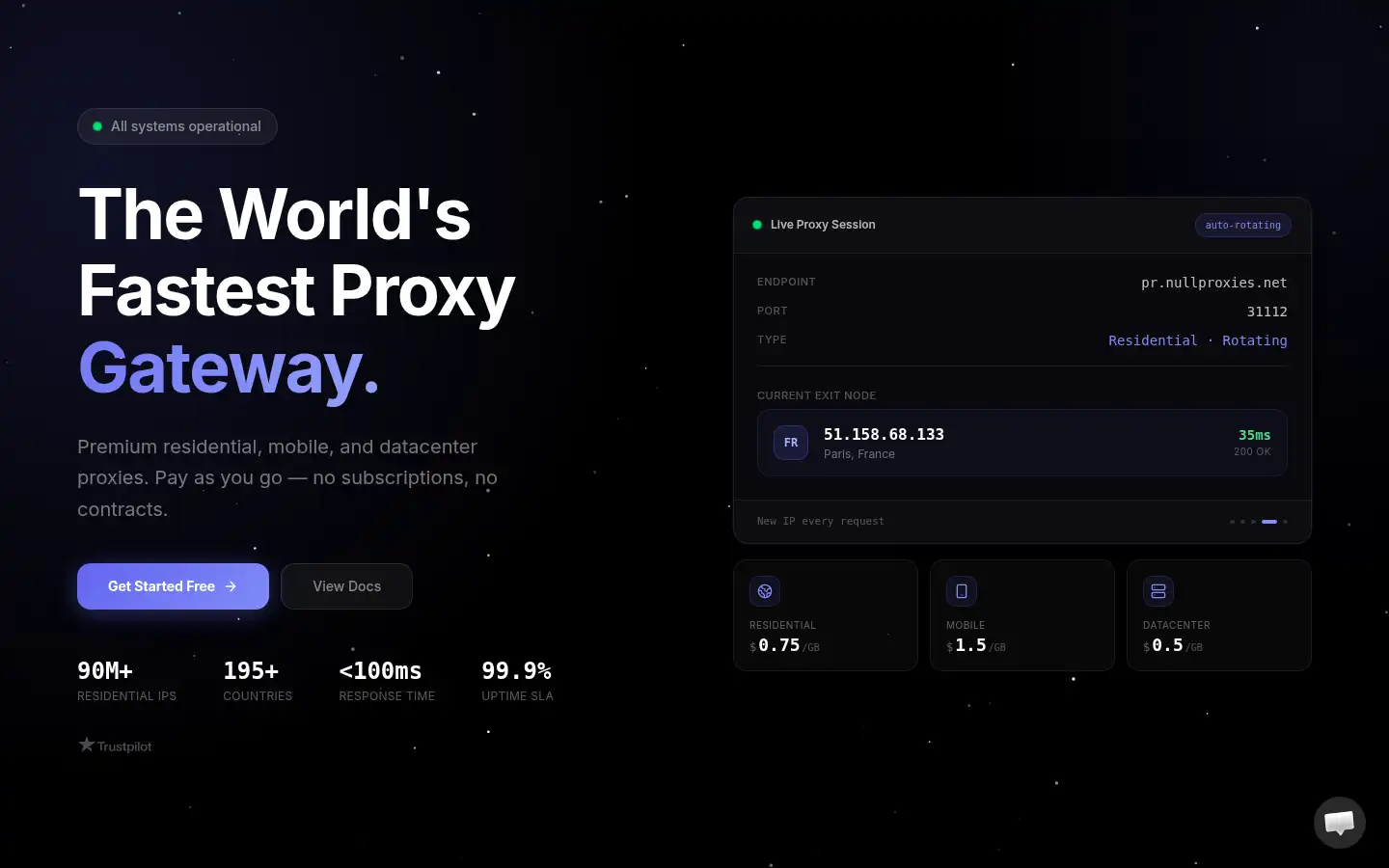 Screenshot of nullproxies.com