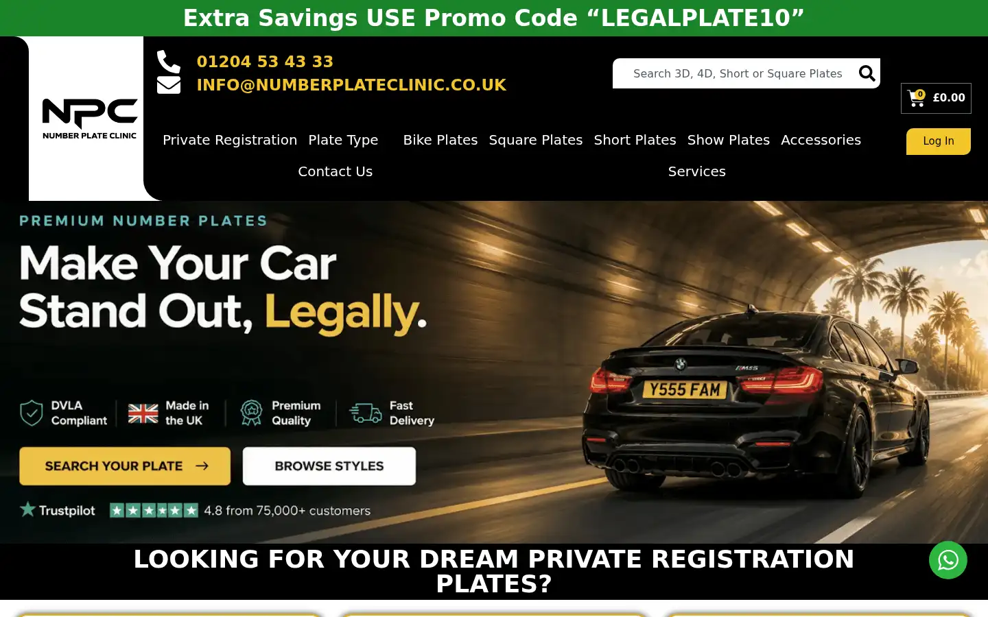 Screenshot of numberplateclinic.co.uk