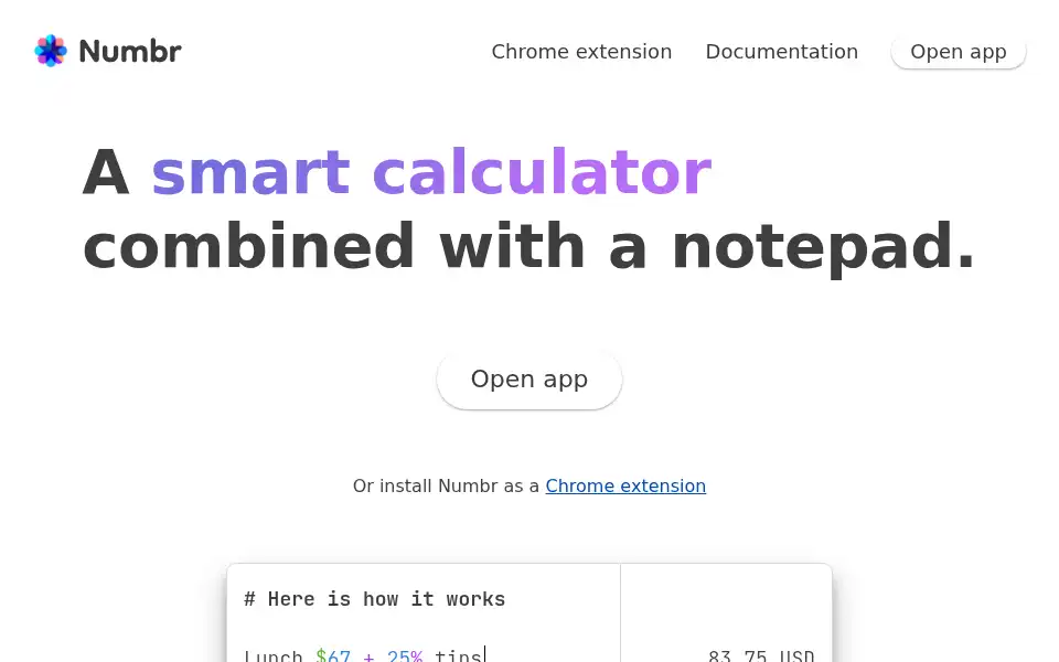 Screenshot of numbr.dev