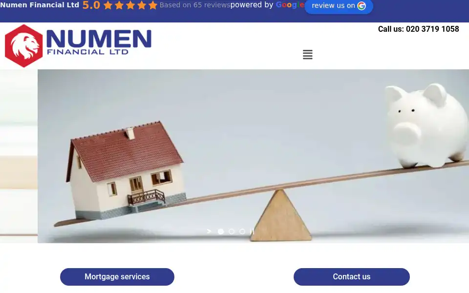 Screenshot of numenfinancial.co.uk
