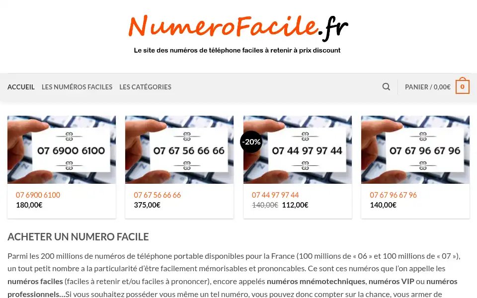 Screenshot of numerofacile.fr