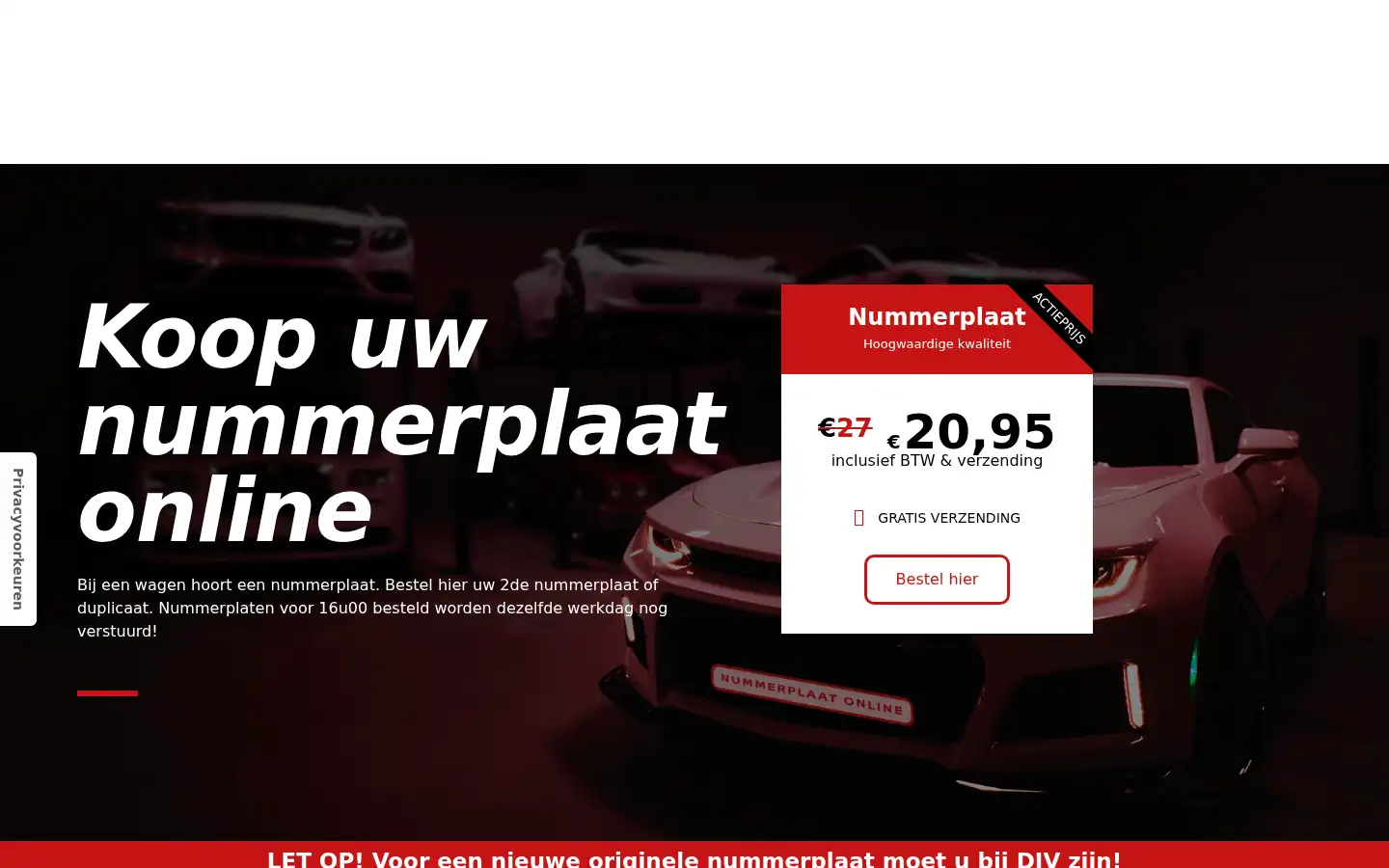 Screenshot of nummerplaatonline.be