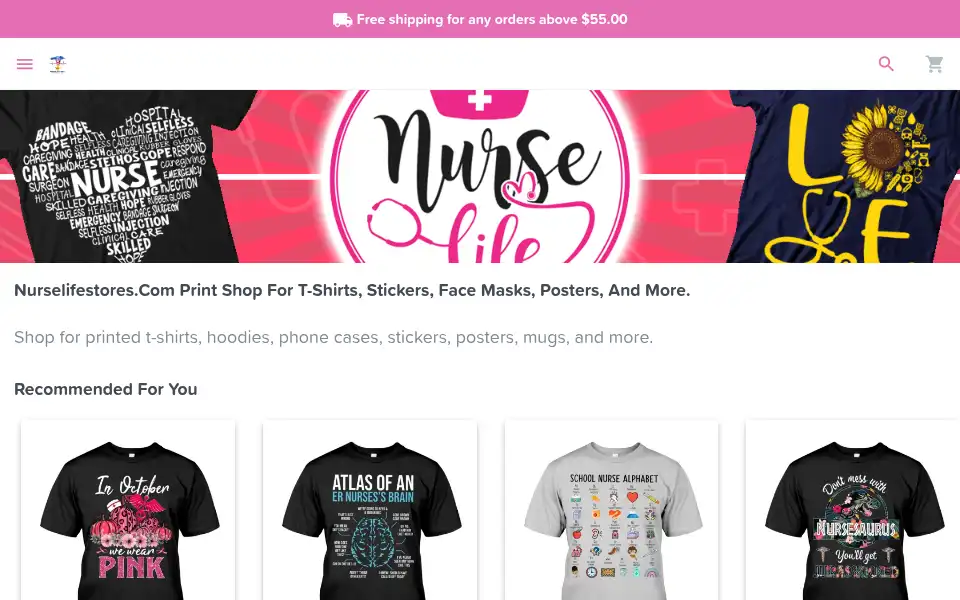 Screenshot of nurselifestores.com