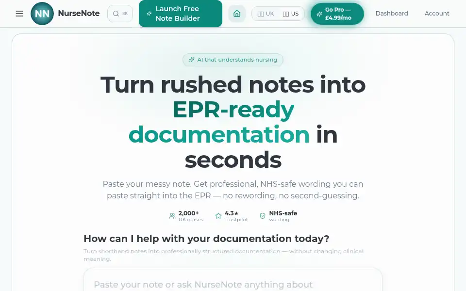 Screenshot of nursenote.net