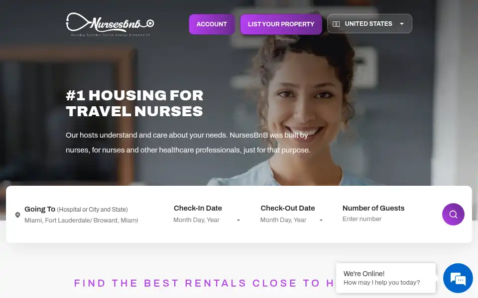 Screenshot of nursesbnb.com