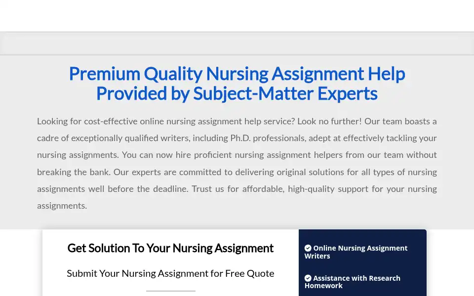 Screenshot of nursingassignmenthelp.com
